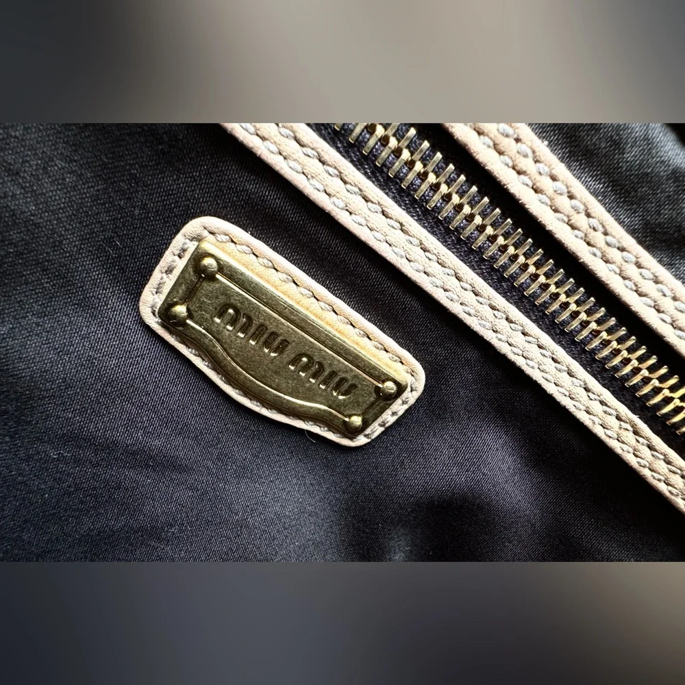 MIU MIU Brown Pebbled Leather Double Zip Tote - Picture 15 of 15